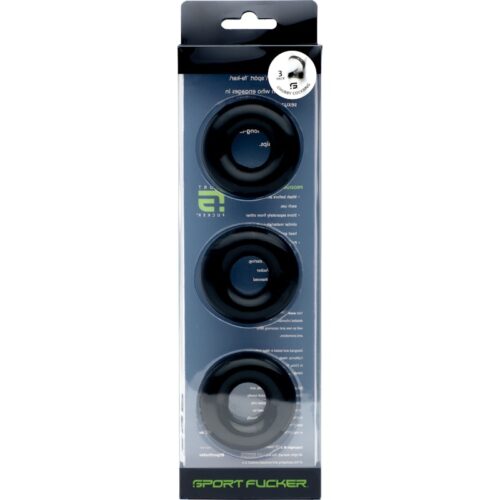 Sport Fucker Rubber Cockring 3 Pk Black - Image 3