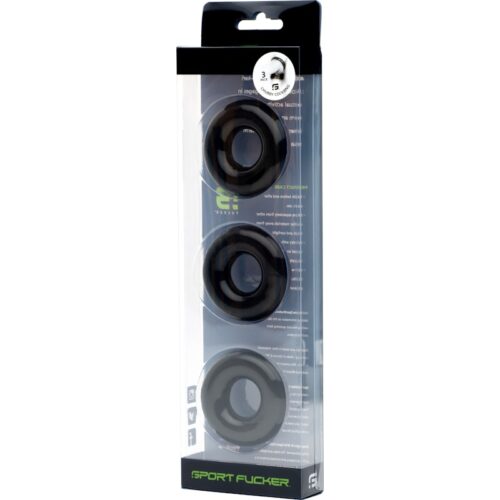 Sport Fucker Rubber Cockring 3 Pk Black - Image 4