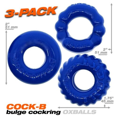 Bonemaker 3 Pc Cockring Set Pool Blue - Image 4