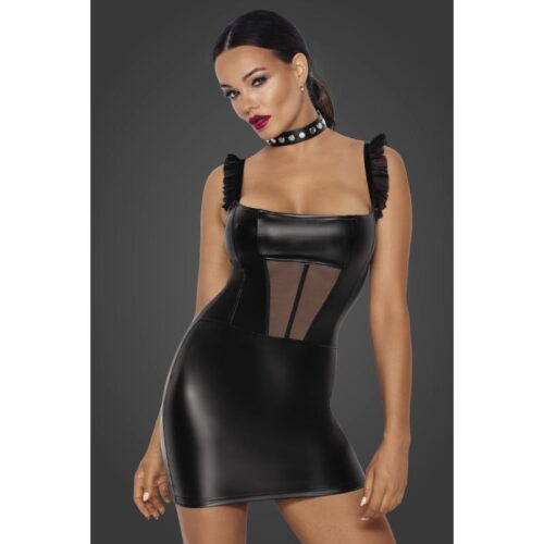Power Wetlook Short Dress w Front Tulle Inserts - Image 3