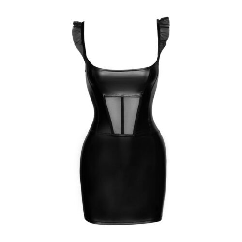 Power Wetlook Short Dress w Front Tulle Inserts - Image 6