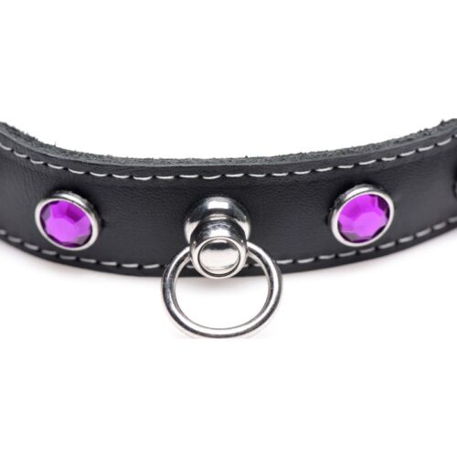 Bling Vixen Leather Choker w Purple Rhinestones - Image 5