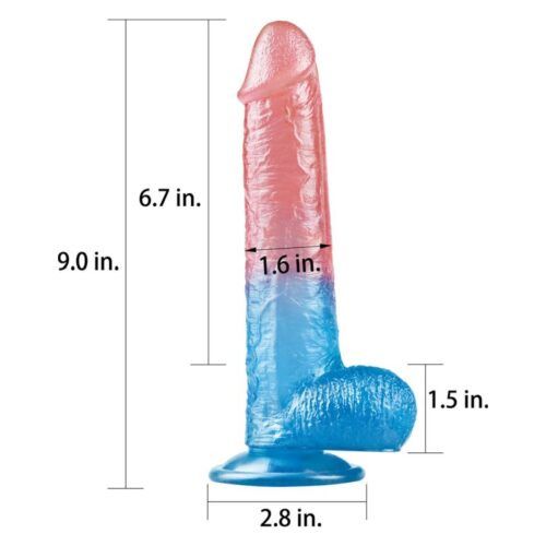 Dazzle Studs Dildo 9in Pink/Blue - Image 3
