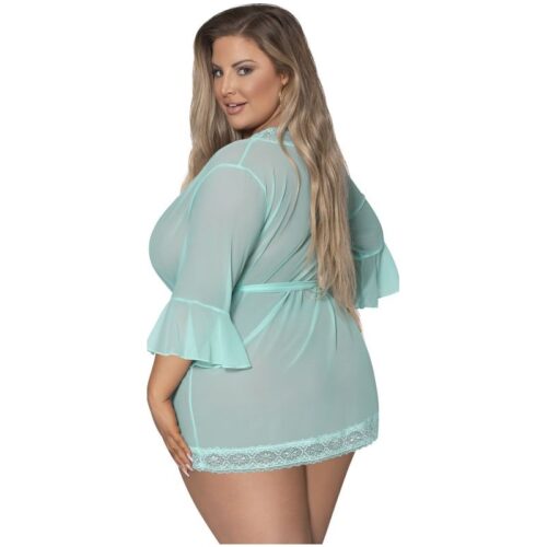 Robe with Lace Trim Turquoise - Image 3