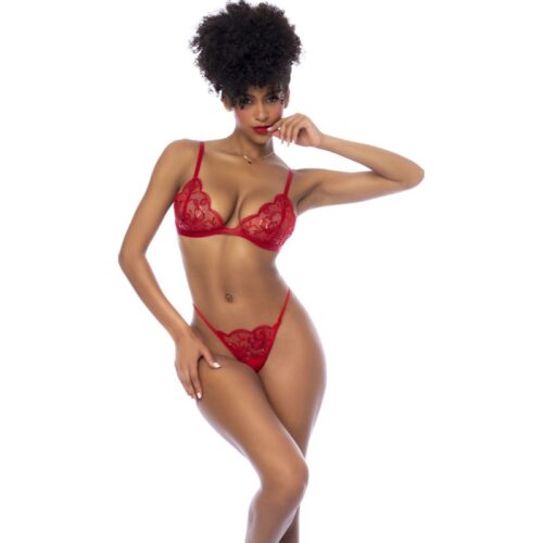 Red 3 Pc Set w/ Bralette, Garter Belt and Thong - Image 5
