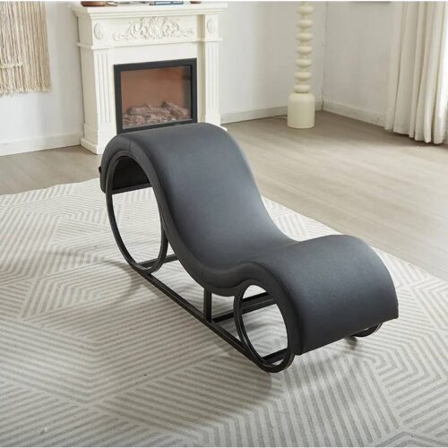 Kama Sutra Mebon Chaise Love Lounge Black with Metal Frame - Image 3