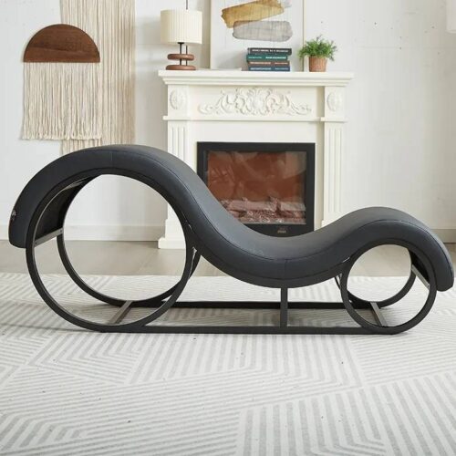 Kama Sutra Mebon Chaise Love Lounge Black with Metal Frame - Image 4
