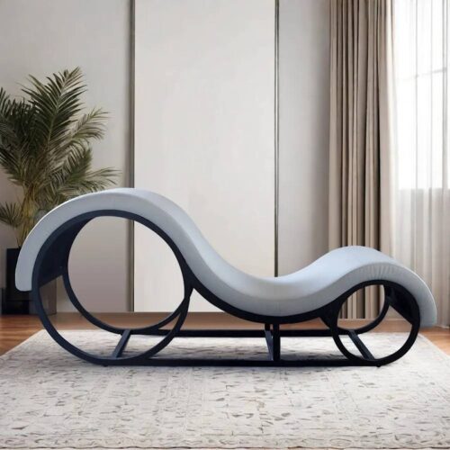 Kama Sutra Mebon Chaise Love Lounge White with Metal Frame - Image 3
