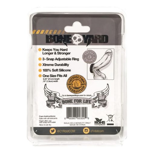 Boneyard Silicone Cock Strap - 3 Snap Ring - Black - Image 7