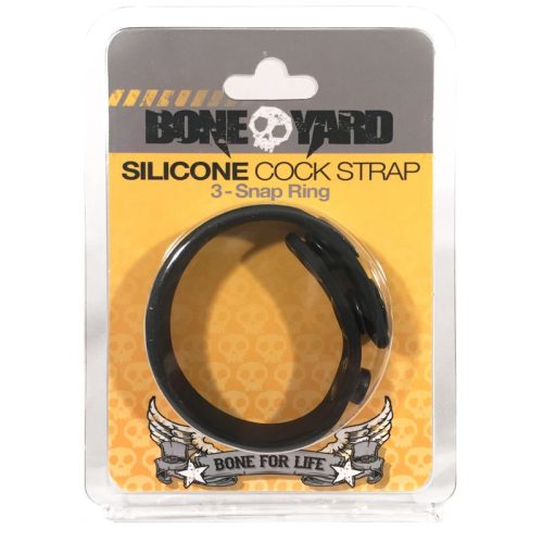 Boneyard Silicone Cock Strap - 3 Snap Ring - Black - Image 8