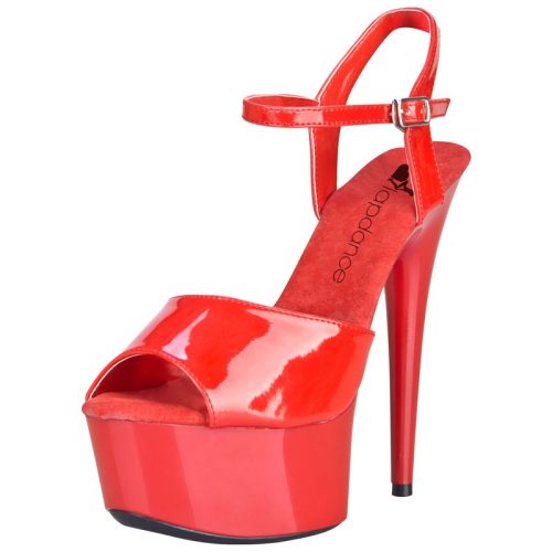 Red Platform Sandal With Quick Release Strap 6in Heel