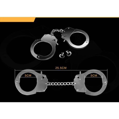 Fetish Pleasure Metal Hand Cuffs Silver - Image 3