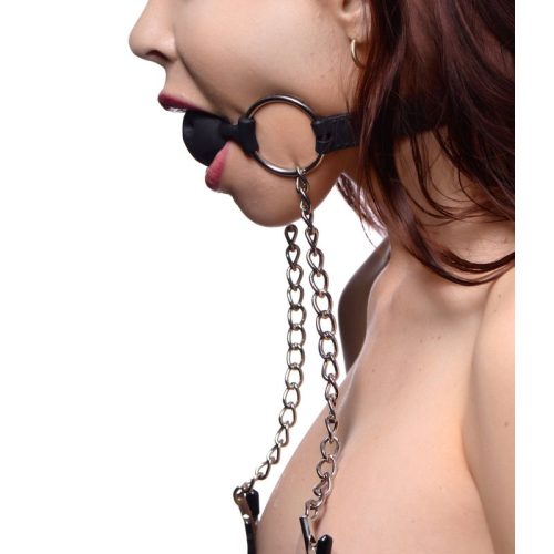 Hinder Breathable Silicone Ball Gag With Nipple Clamps - Image 4