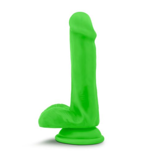 Neo Elite 6in Silicone Dual Density Cock with Balls Neon Green - Image 4