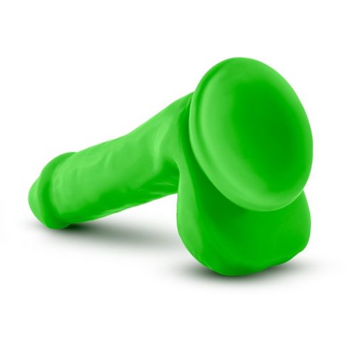 Neo Elite 6in Silicone Dual Density Cock with Balls Neon Green - Image 5