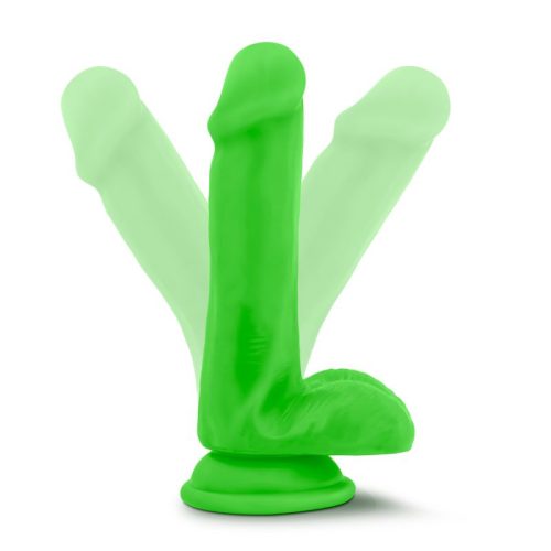 Neo Elite 6in Silicone Dual Density Cock with Balls Neon Green - Image 6