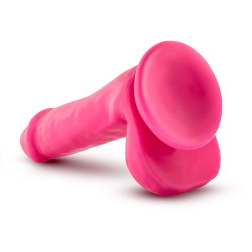 Neo Elite 6in Silicone Dual Density Cock with Balls Neon Pink - Image 4