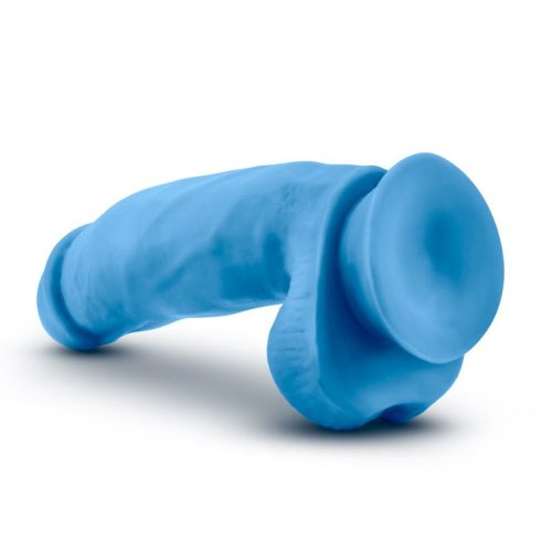 Neo Elite 7in Silicone Dual Density Cock with Balls Neon Blue - Image 7