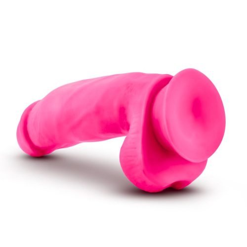 Neo Elite 7in Silicone Dual Density Cock with Balls Neon Pink - Image 6