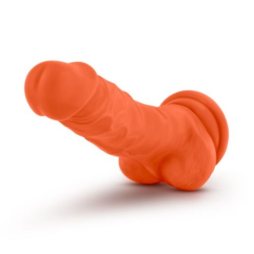 Neo Elite 7.5in Silicone Dual Density Cock with Balls Neon Orange - Image 3