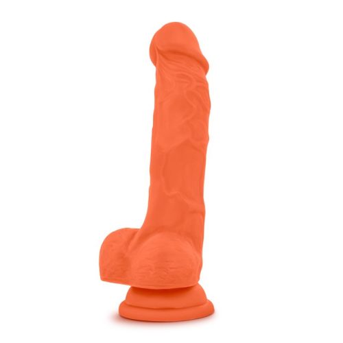 Neo Elite 7.5in Silicone Dual Density Cock with Balls Neon Orange - Image 4