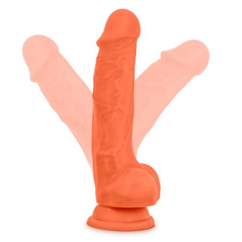 Neo Elite 7.5in Silicone Dual Density Cock with Balls Neon Orange - Image 5