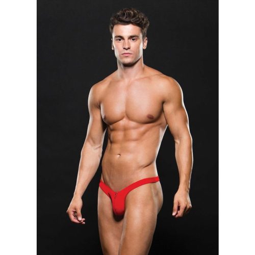 Microfibre Low Rise Zip Thong Red - Image 3