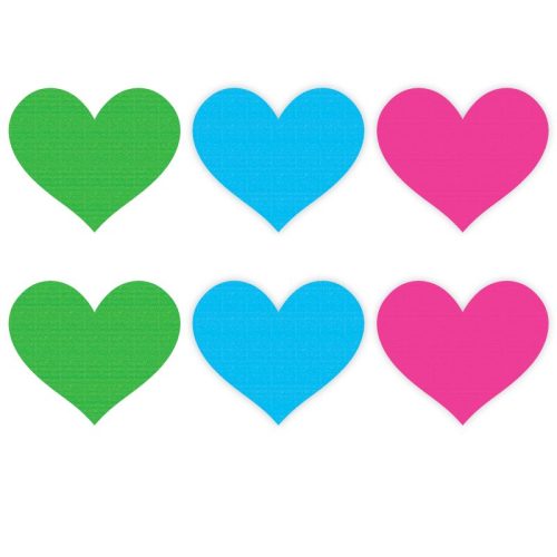 Neon Heart Pasties 3 Pk Green/Blue/Pink