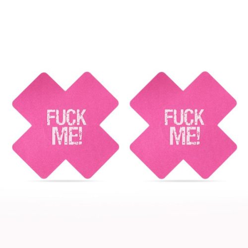 FUCK ME Cross Pattern Nipple Pasties Twin Pk - Image 3