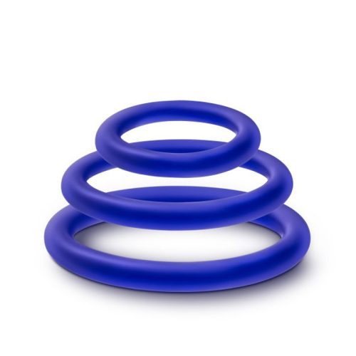 Performance Silicone Cock Ring 3 Pc Set Indigo - Image 3