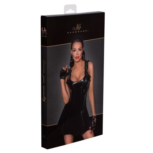Short PVC dress w Frilled Shoulder Straps - Image 7