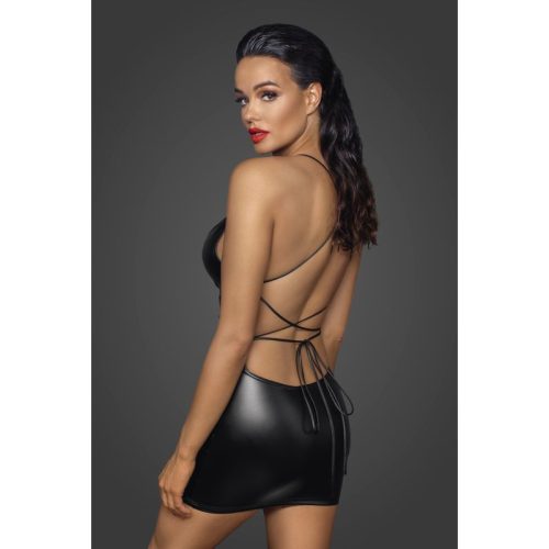 Power Wetlook Mini Dress w Lace Up Back - Image 4