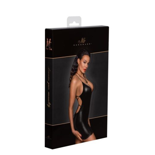 Power Wetlook Mini Dress w Lace Up Back - Image 7