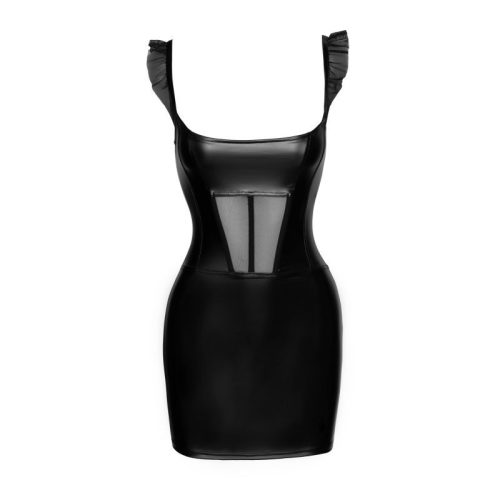 Power Wetlook Short Dress w Front Tulle Inserts - Image 6