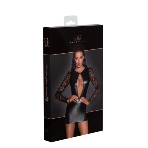 Power Wetlook Short Dress w Lace Sleeves - Image 7