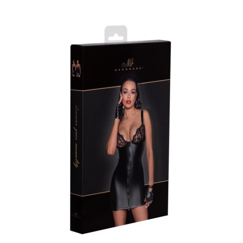 Power Wetlook Mini Dress w Lace Chest & Two Way Zipper - Image 7