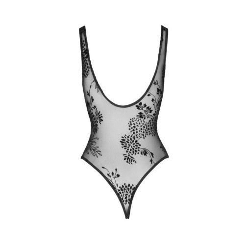 Tulle Bodysuit w Patterned Flock Embroidery - Image 6
