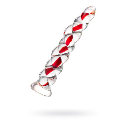 Sexus Glass Dildo Red Ribbed 18.2cm - Image 4