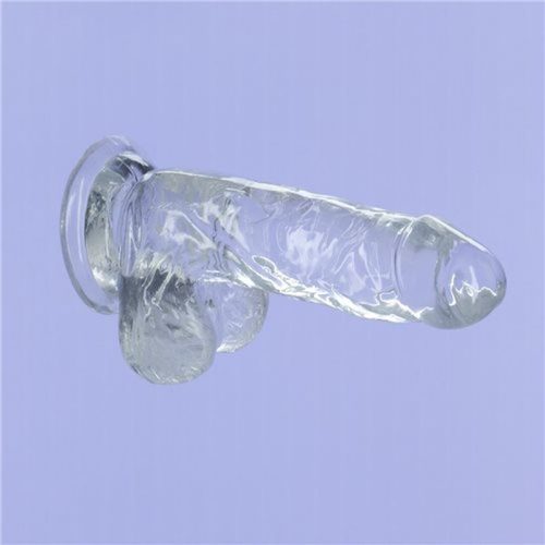 Crystal Dildo w Balls 6in Clear - Image 6