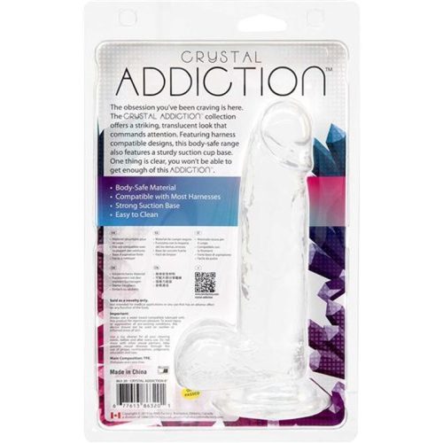 Crystal Dildo w Balls 8in Clear - Image 3