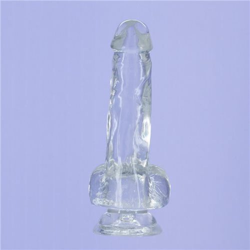 Crystal Dildo w Balls 8in Clear - Image 4
