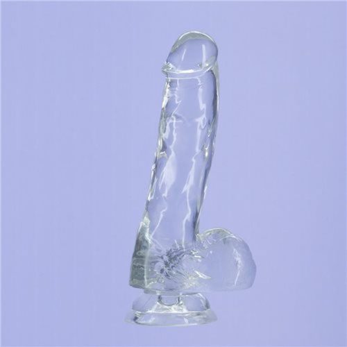 Crystal Dildo w Balls 8in Clear - Image 5