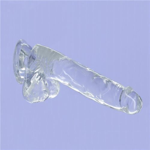 Crystal Dildo w Balls 8in Clear - Image 6