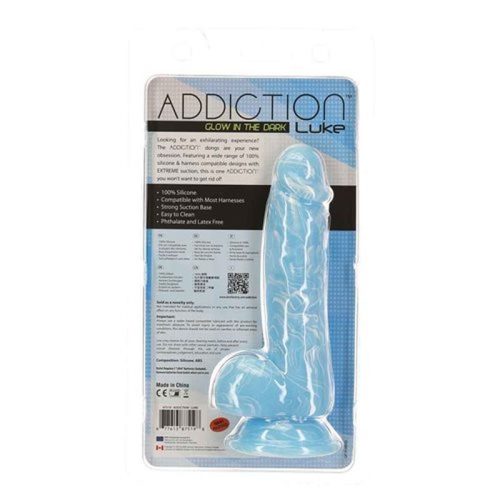 Luke 7.5in Glow in the Dark Dildo w Balls Blue - Image 4