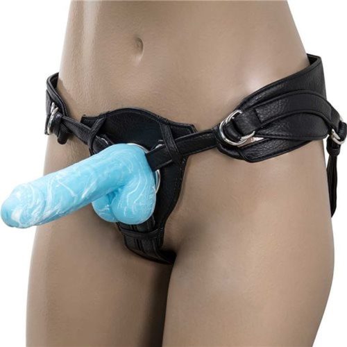 Luke 7.5in Glow in the Dark Dildo w Balls Blue - Image 7