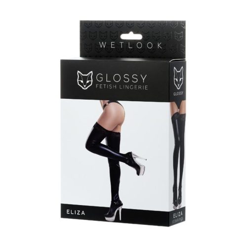 Glossy Wetlook Stockings w Lace Insert Eliza - Image 4