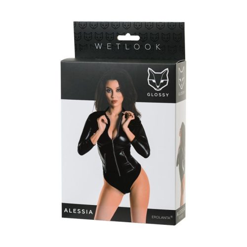 Glossy Wetlook Bodysuit w Zip Alessia - Image 3