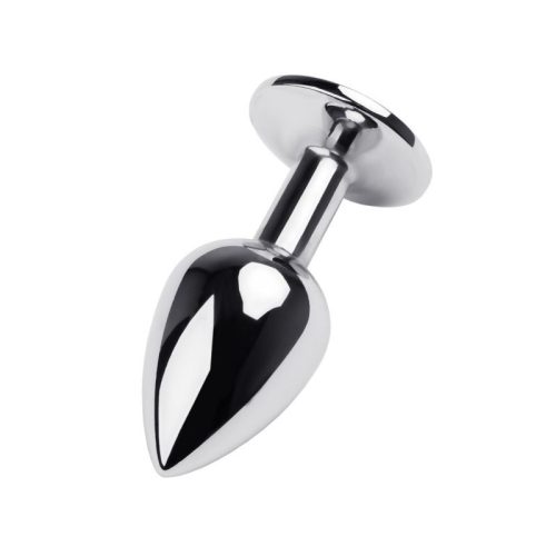 Silver Metal Anal Plug w Red Ruby Gem Small - Image 3