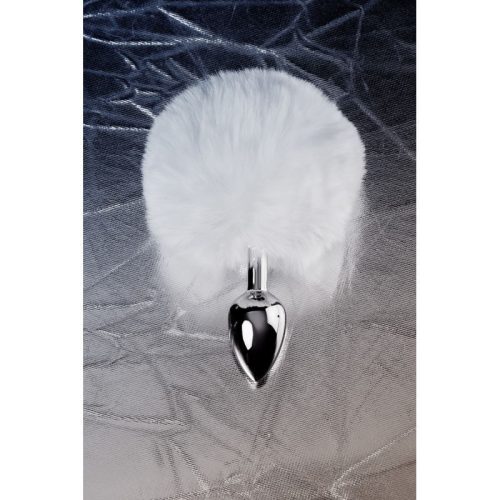 Silver Metal Anal Plug Small w White Tail - Image 6