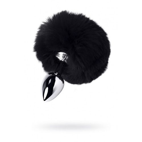 Silver Metal Anal Plug Small w Black Tail - Image 3